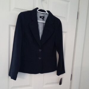 AGB Women's Navy Two Button Hourglass Blazer Size Small